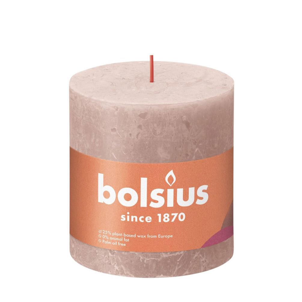 Bolsius Misty Pink Rustic Shine Pillar Candle 10cm x 10cm £8.54